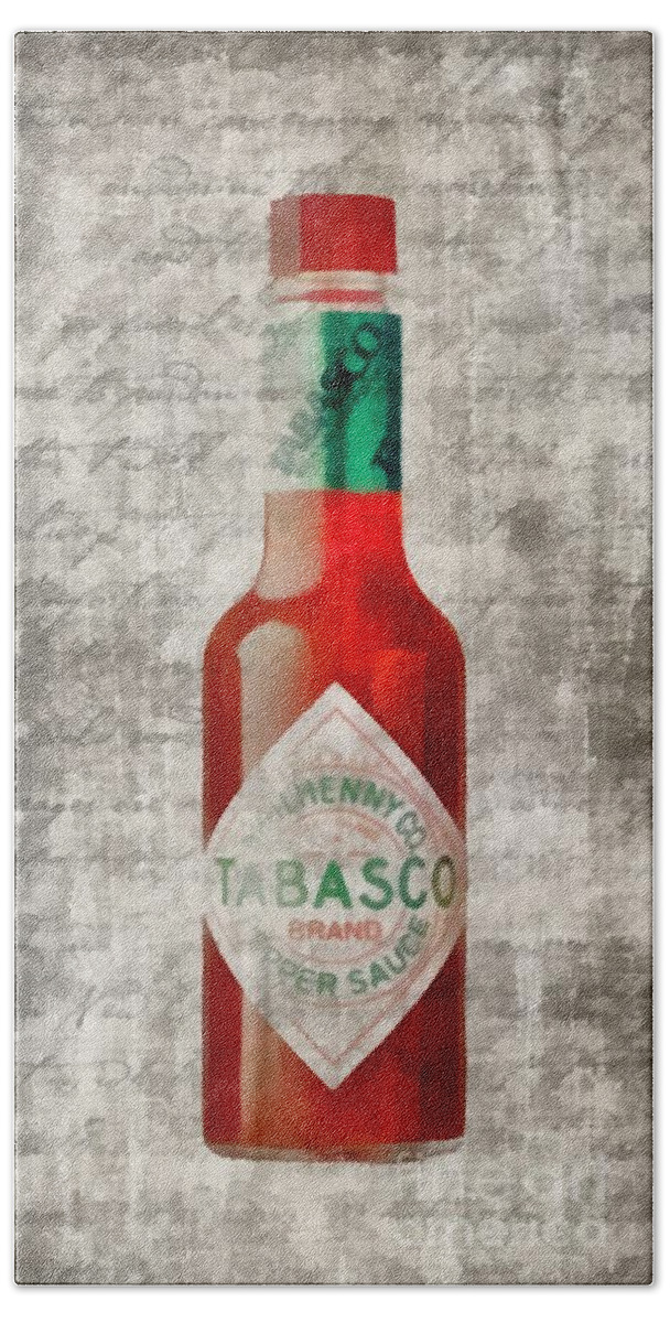 Tabasco Bath Towel featuring the painting Some Like It Hot Tabasco Sauce by Edward Fielding