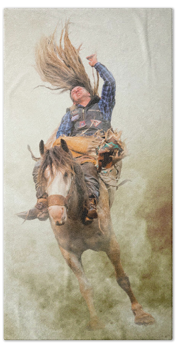 Cowboy Bath Towel featuring the photograph Sometimes One Horsepower is Plenty by Ron McGinnis