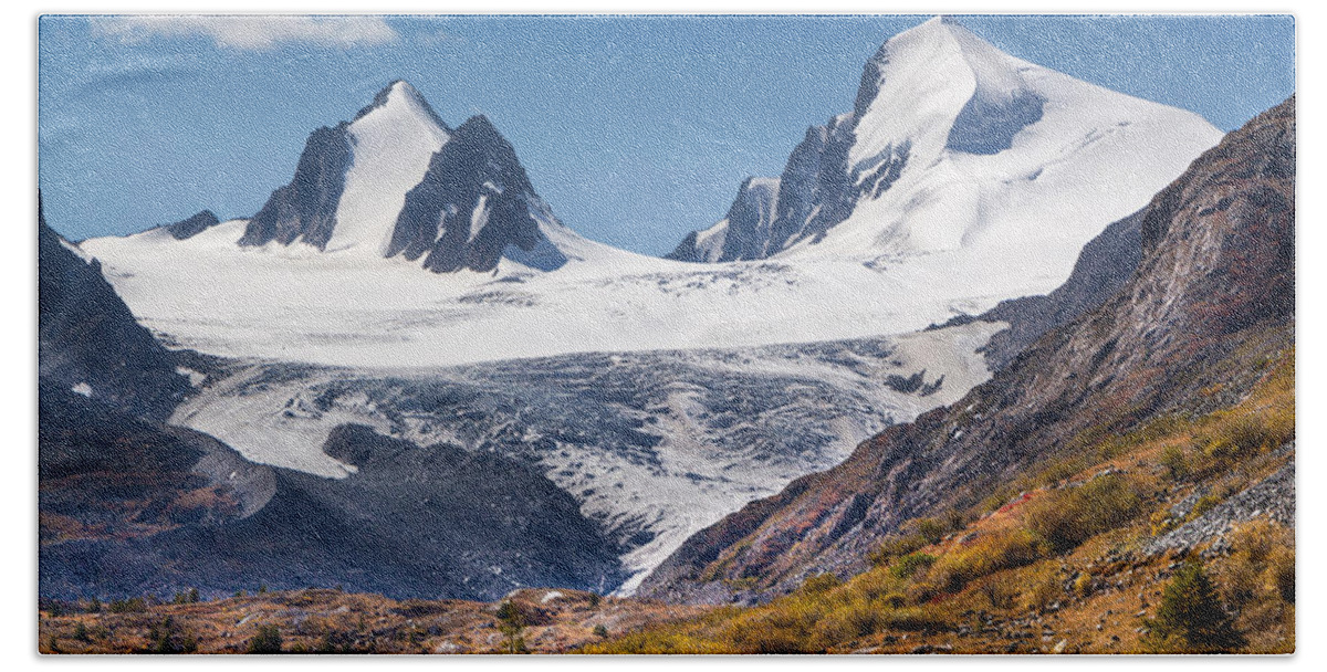Landscape Hand Towel featuring the photograph Sophia Glacier. Altai by Victor Kovchin