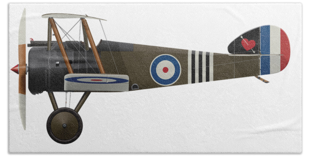 Sopwith Hand Towel featuring the digital art Sopwith Camel - B6313 June 1918 - Side Profile View by Ed Jackson