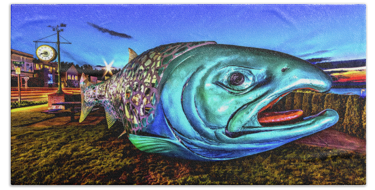 The Bath Towel featuring the photograph Soul Salmon During Blue Hour by Rob Green
