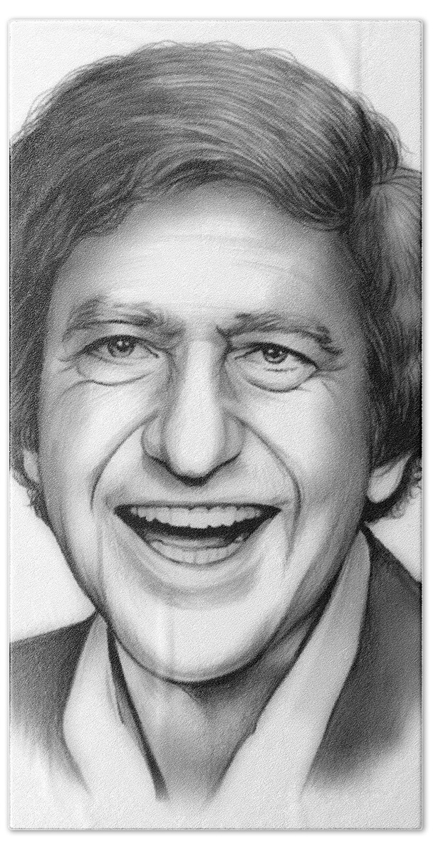 Soupy Sales Hand Towel featuring the drawing Soupy Sales by Greg Joens
