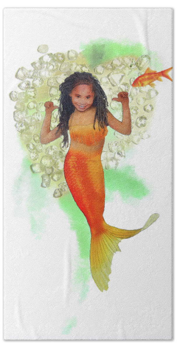 Mermaid Bath Towel featuring the digital art South African Mermaid by Frances Miller