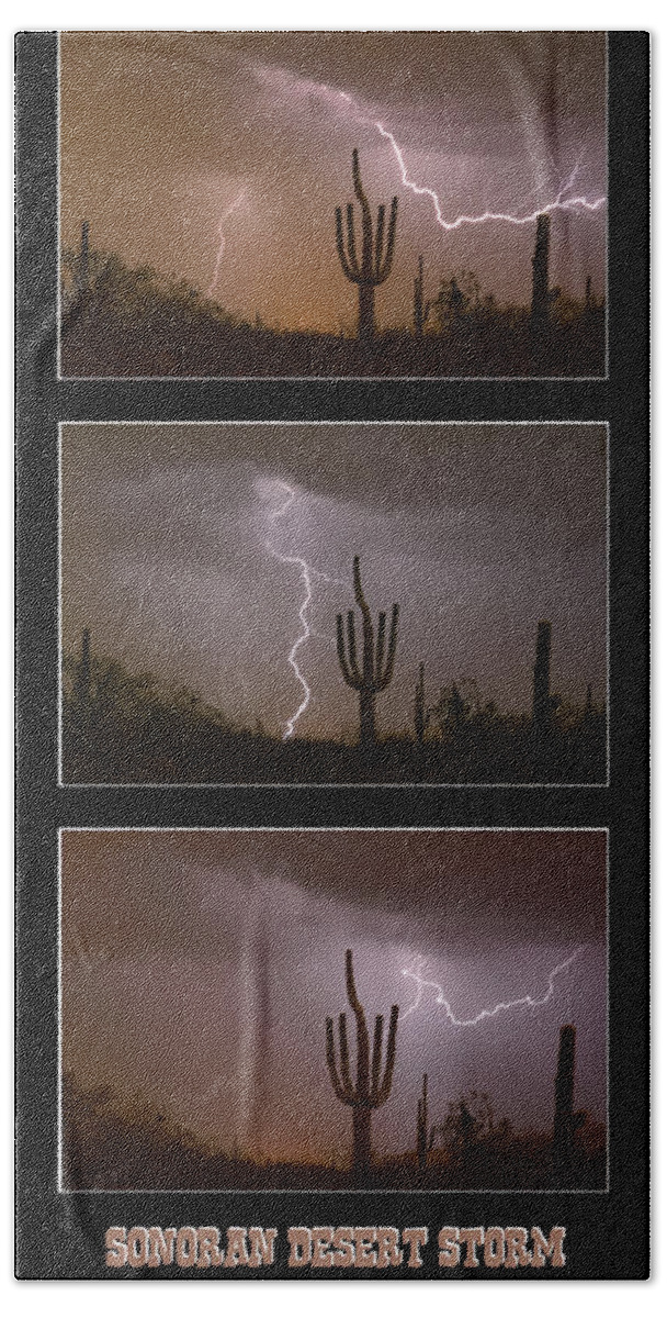 Lightning Bath Towel featuring the photograph Southwest Desert Thunderstorm Progression by James BO Insogna