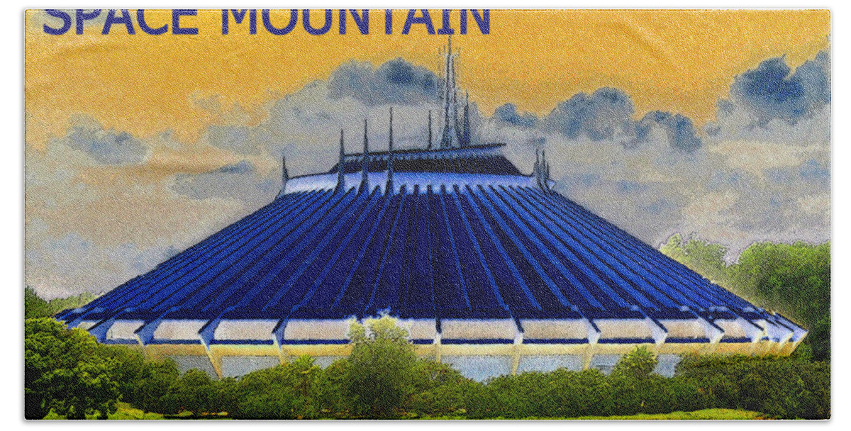 Art Bath Towel featuring the painting Space Mountain by David Lee Thompson
