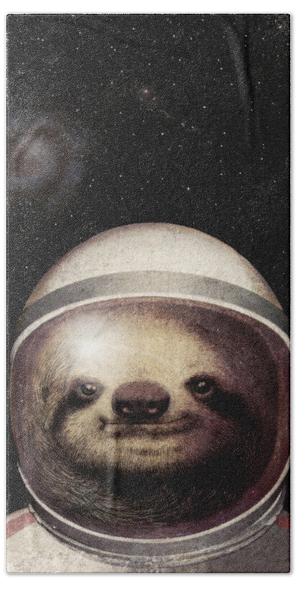 Sloth Hand Towel featuring the drawing Space Sloth by Eric Fan