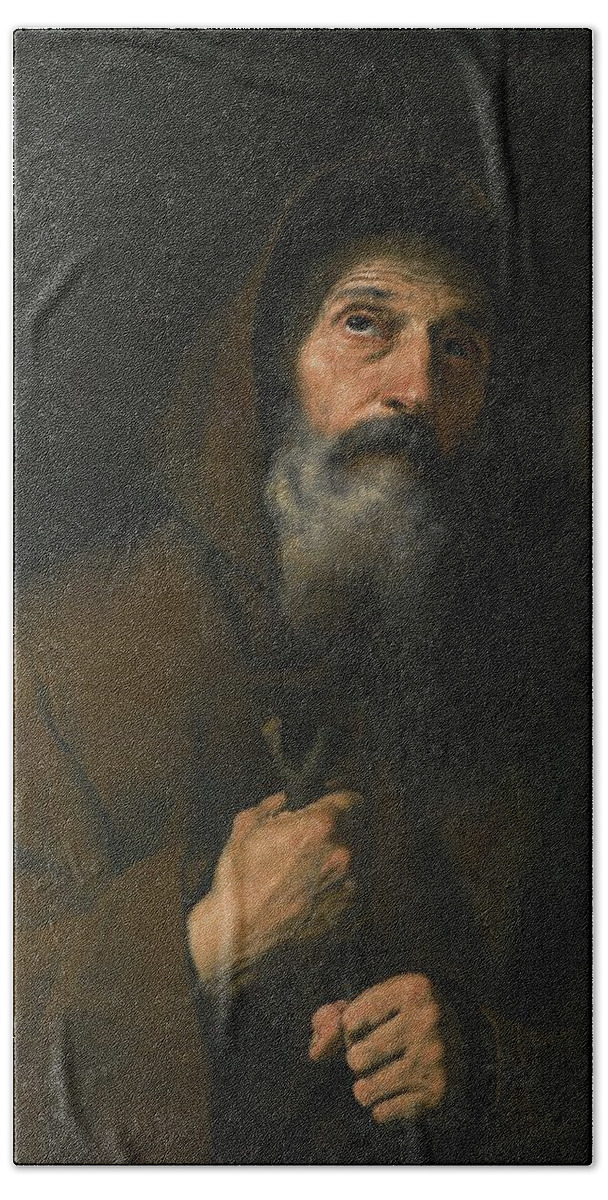 Jusepe De Ribera Bath Towel featuring the painting Spagnoletto ST FRANCIS OF PAOLA by Jusepe de