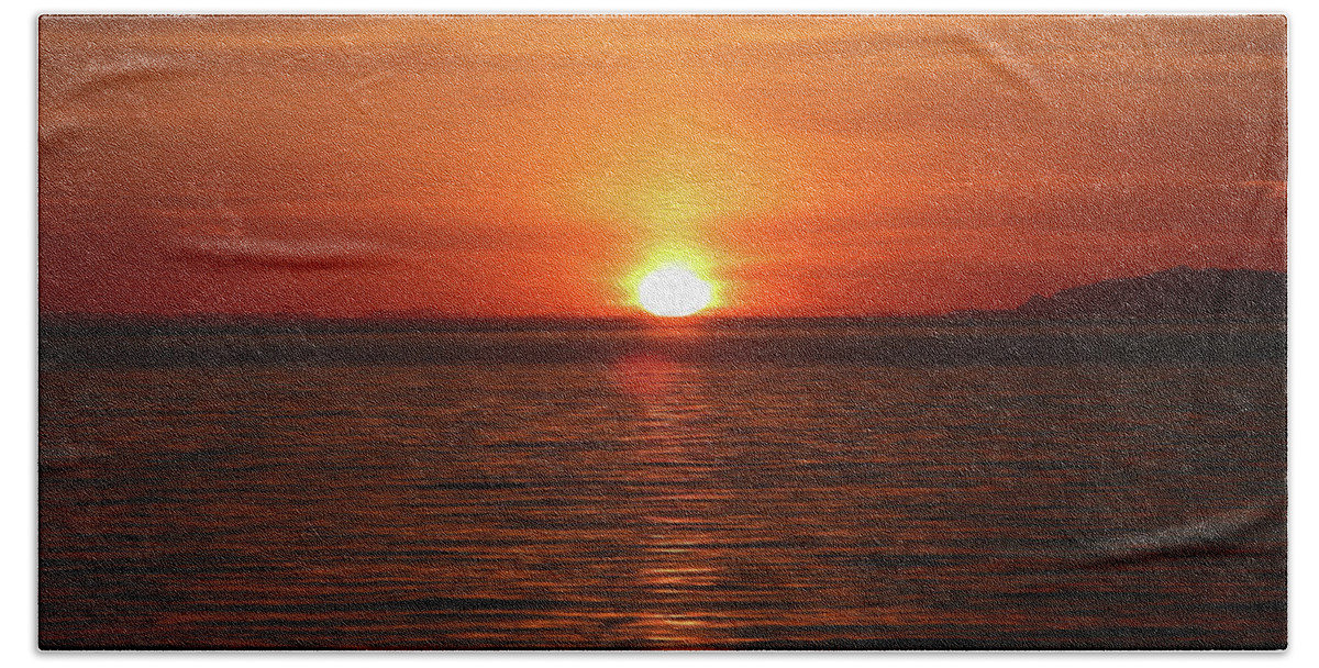 Sunset Bath Towel featuring the digital art Spanish Banks Sunset - Digital Oil by Birdly Canada
