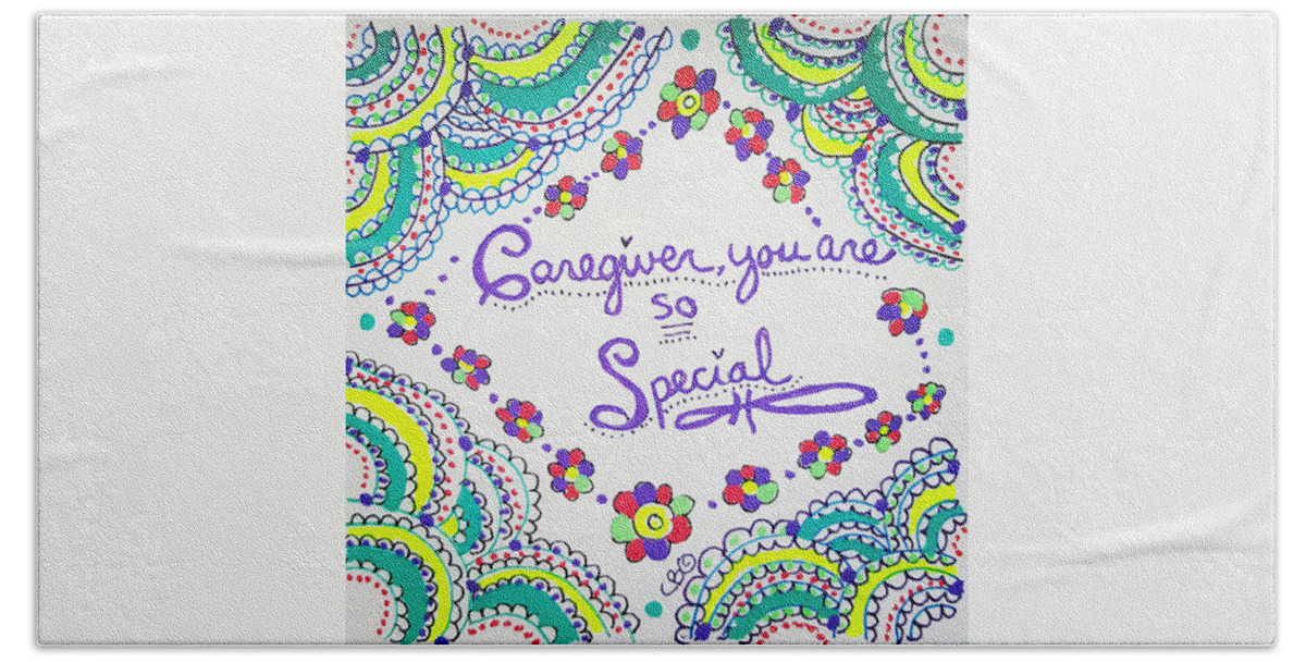 Caregiver Hand Towel featuring the drawing Special by Carole Brecht
