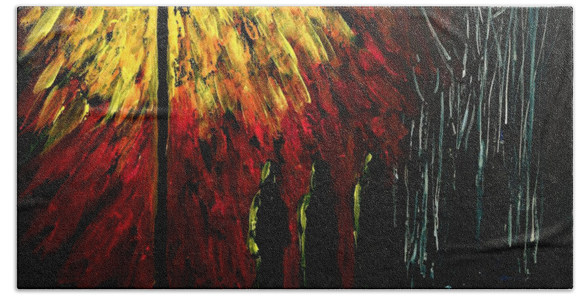 #achristmascarol #ghosts #specters #apparitions #ghostfollowers #ghosthunters #surreal #surrealism #dark #expressionism #mood #sciencefiction #scifi #seeingthingsdifferently Hand Towel featuring the painting Specters by Allison Constantino