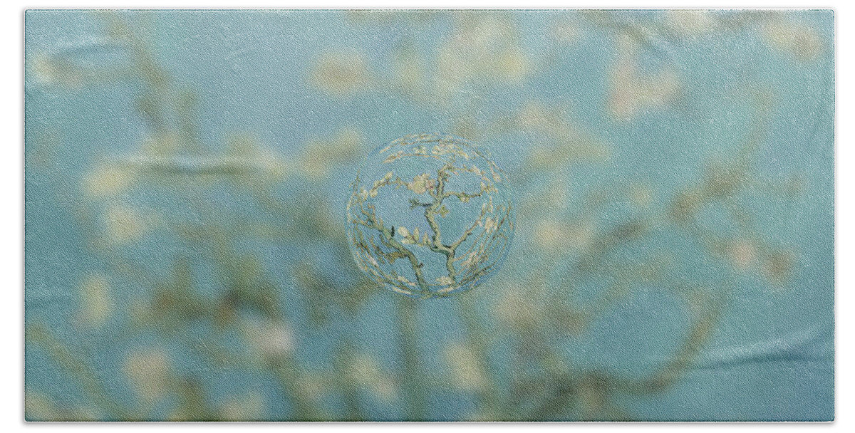 Abstract In The Living Room Bath Towel featuring the digital art Sphere Ill van Gogh by David Bridburg