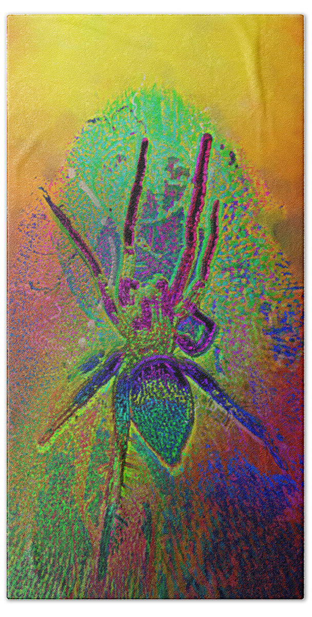 Spider Bath Towel featuring the mixed media Spider by Kevin Caudill