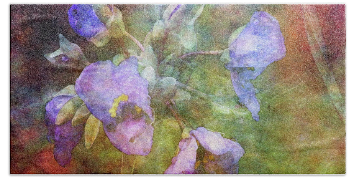Impressionist Hand Towel featuring the photograph Spiderwort 1398 IDP_2 by Steven Ward