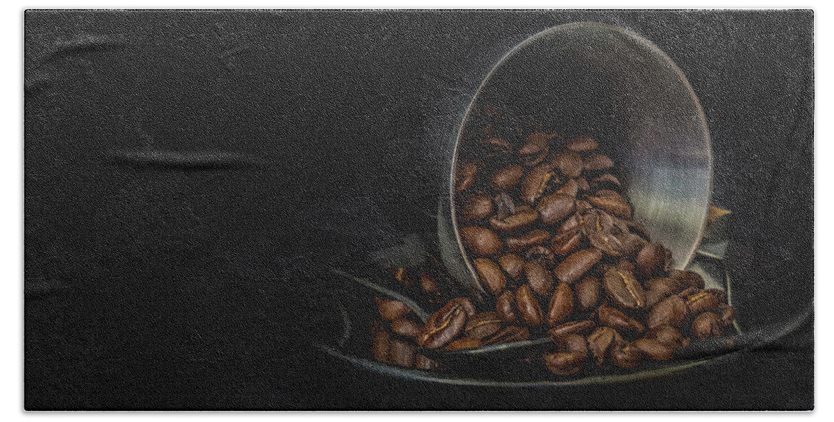 Coffee Bath Towel featuring the photograph Spilled beans by Agnes Caruso