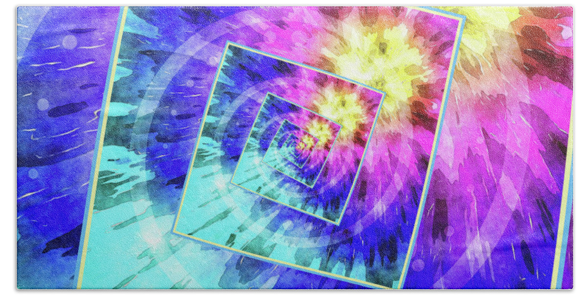 Tie Dye Bath Towel featuring the digital art Spinning Tie Dye Abstract by Phil Perkins