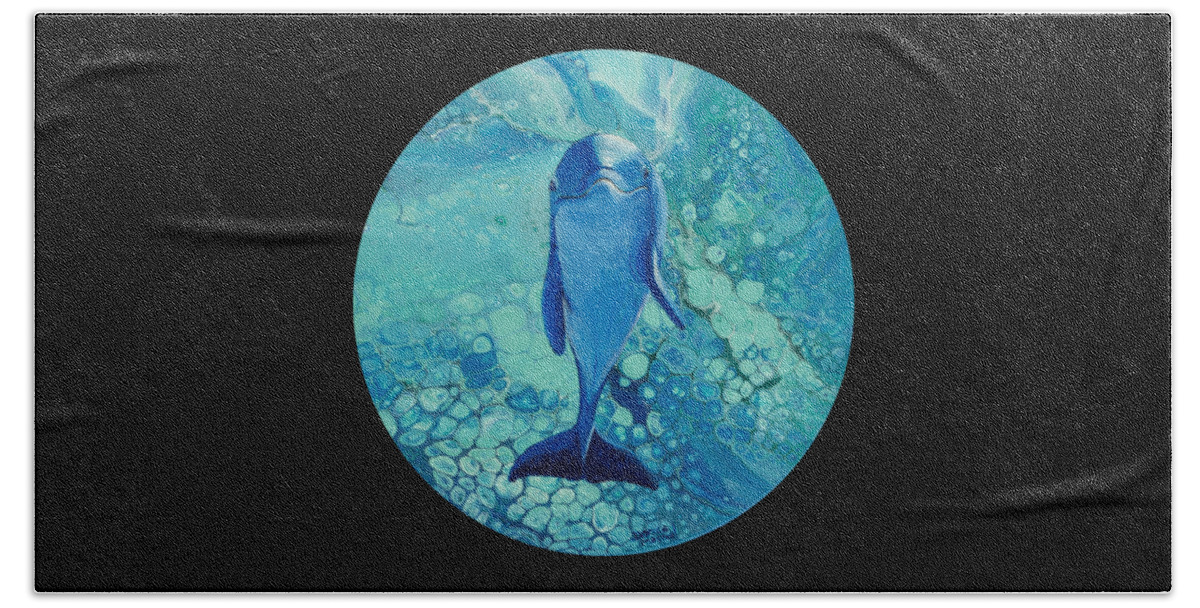 Animal Bath Towel featuring the painting Spirit Of The Ocean On Black by Darice Machel McGuire