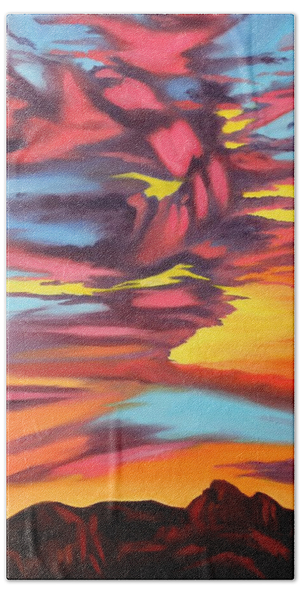 Surreal Sky Bath Towel featuring the painting Spirit Rising by Sandi Snead
