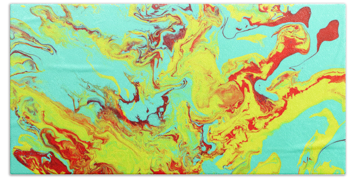 Yellow Bath Towel featuring the painting Splashing Down by Jennifer Walsh