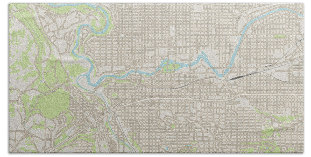 Spokane Hand Towel featuring the digital art Spokane Washington US City Street Map by Frank Ramspott