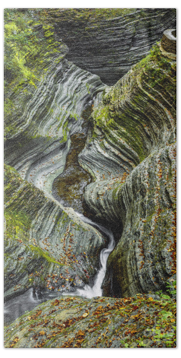 New York Bath Towel featuring the photograph Sprial Tunnel Gorge Near Cavern Cascade by Karen Jorstad