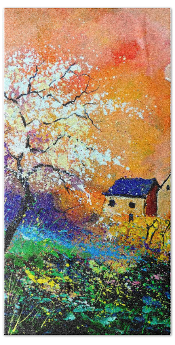 Landscape Bath Towel featuring the painting Spring 50170 by Pol Ledent