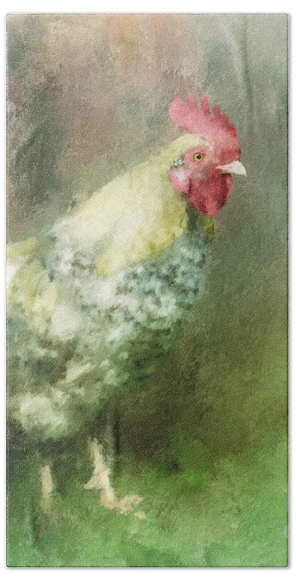 Chicken Bath Towel featuring the digital art Spring Chicken by Lois Bryan