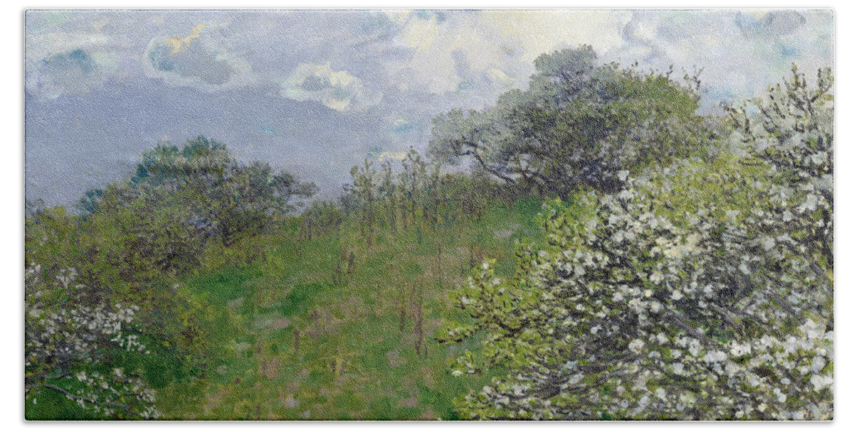 Spring Bath Sheet featuring the painting Spring by Claude Monet