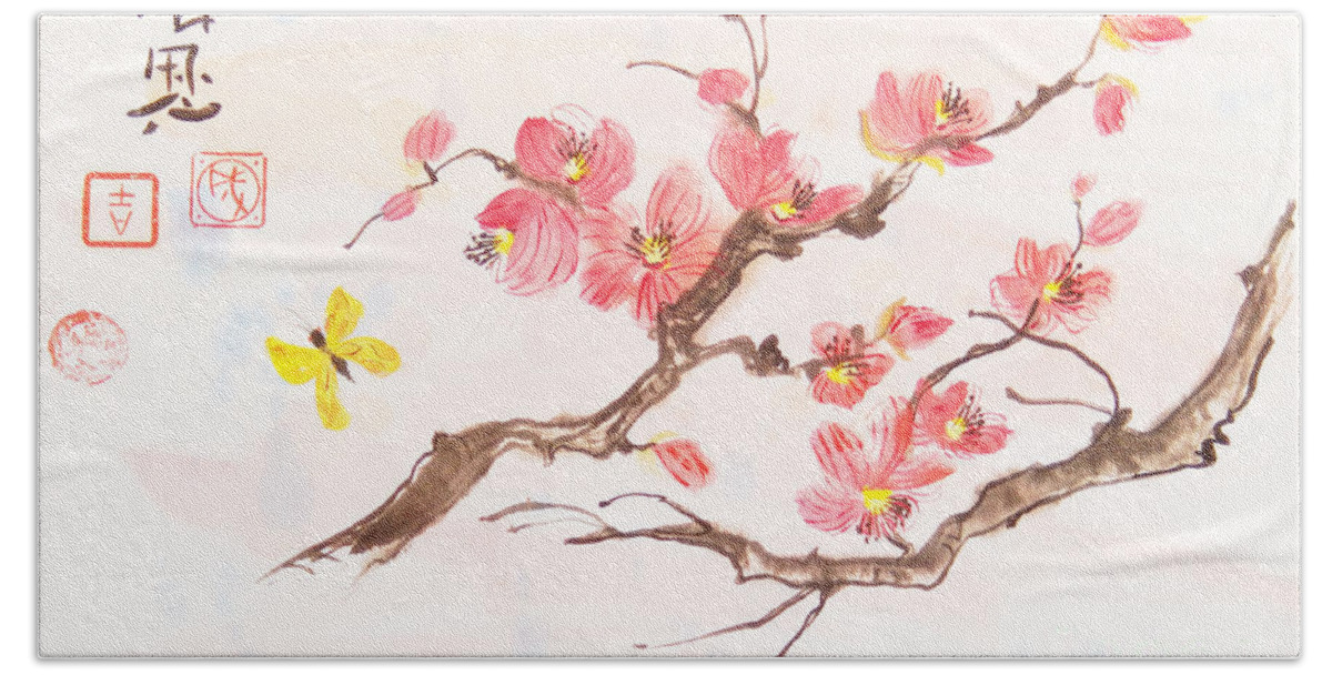 Top Artist Bath Towel featuring the painting Spring Glory by Sharon Nelson-Bianco