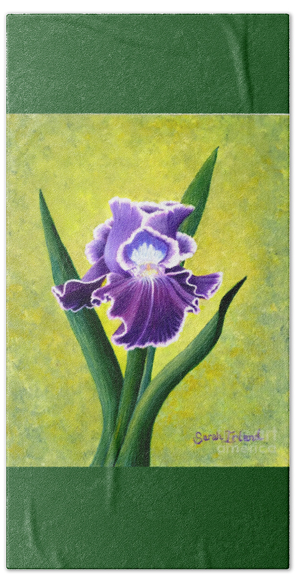 Portrait Hand Towel featuring the painting Spring Iris by Sarah Irland
