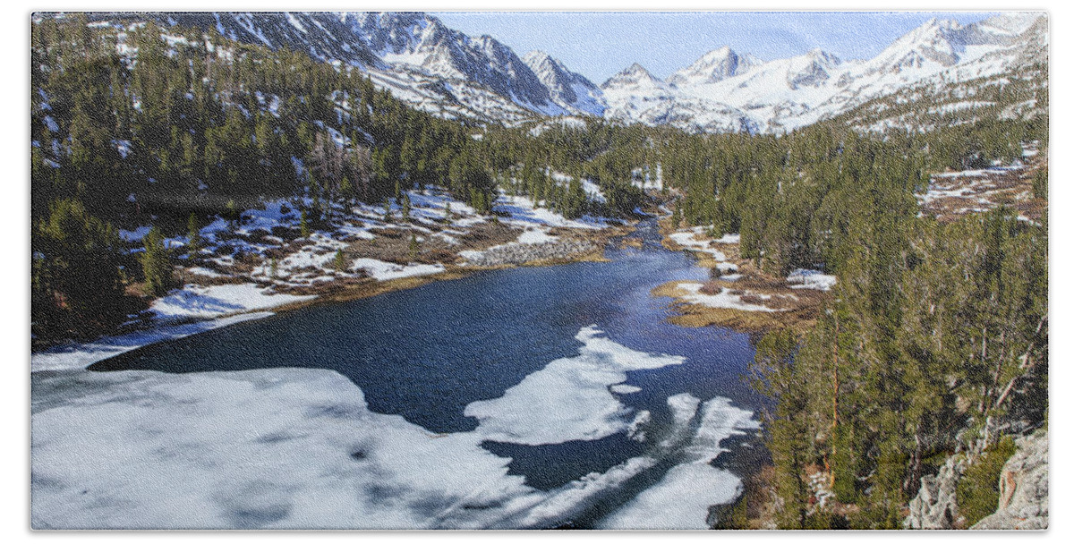 Mountain Lake Hand Towel featuring the photograph Spring thaw by Duncan Selby