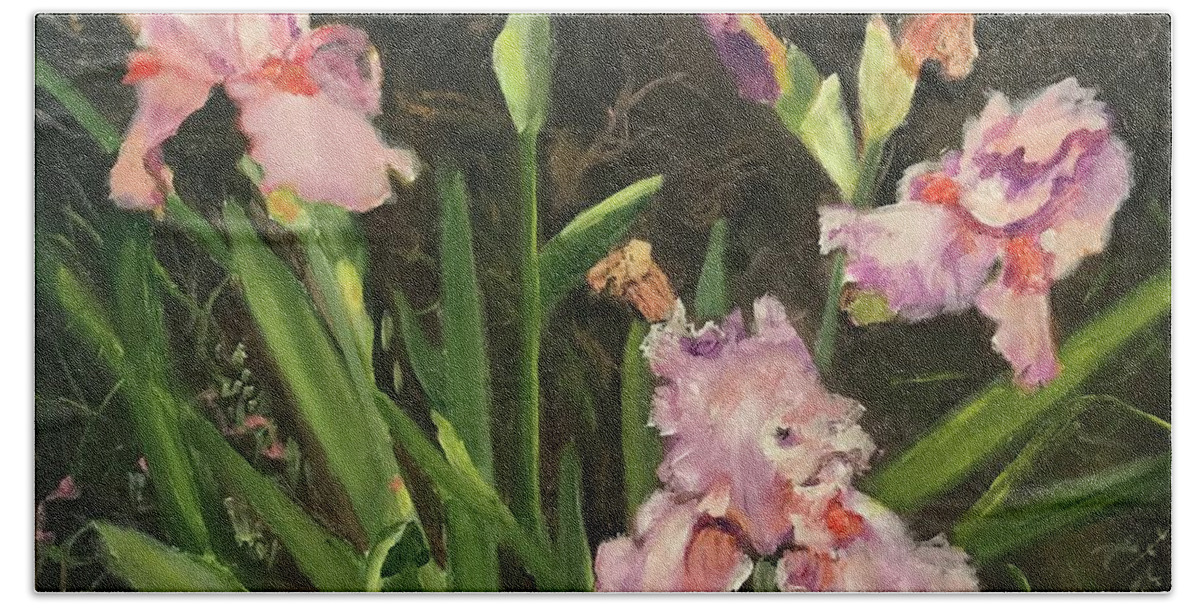 Iris Bath Towel featuring the painting Springtime by Gloria Smith