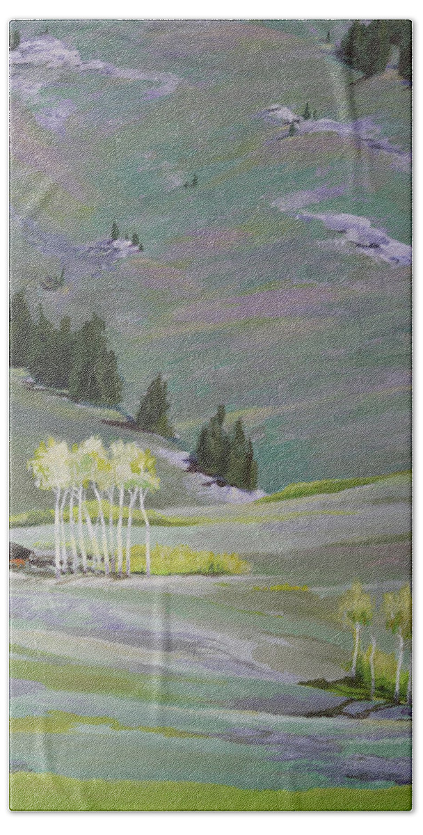 Landscape Bath Towel featuring the painting Springtime in the Lamar by Pam Little