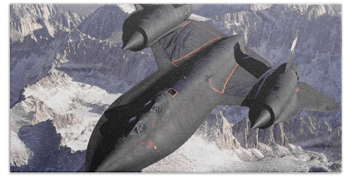 Science Bath Towel featuring the photograph SR-71 Blackbird 1990s by NASA Science Source