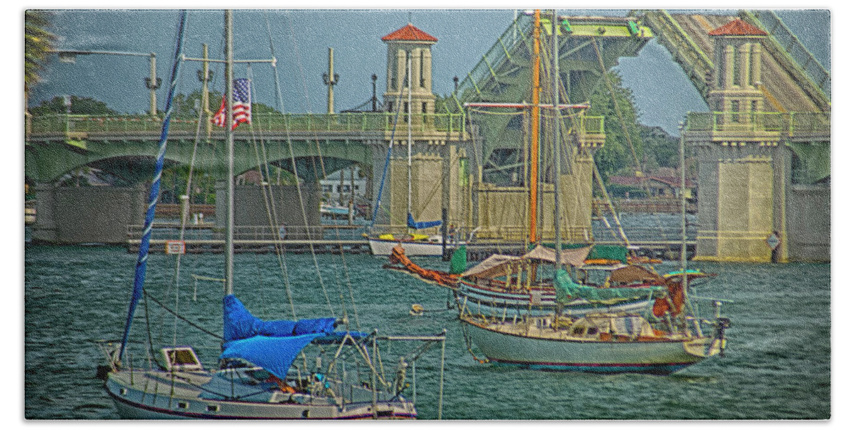 St Augustine Hand Towel featuring the photograph St. Augustine Bridge of Lions by Joseph Desiderio
