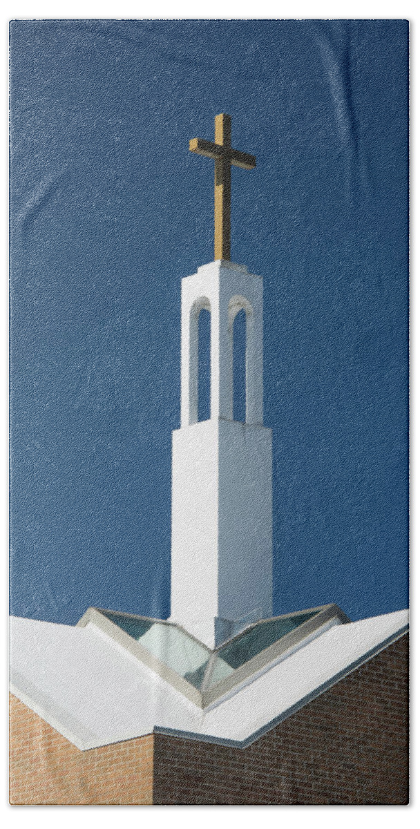 Chruch Hand Towel featuring the photograph St Benedicts Church Rooftop by Gary Slawsky