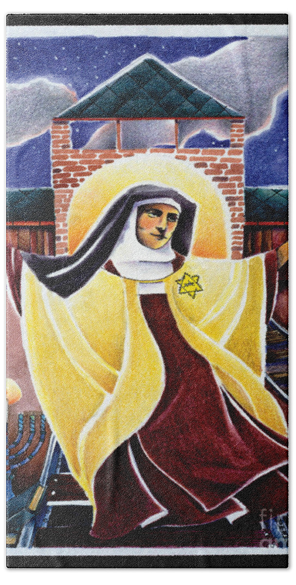 St. Edith Stein Bath Towel featuring the painting St. Edith Stein - MMEDI by Br Mickey McGrath OSFS