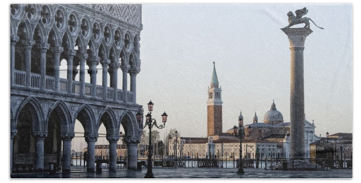 St Mark's Square Hand Towel featuring the photograph St Mark's Square by Mariel Mcmeeking