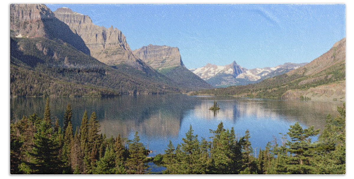 St. Mary Lake Bath Towel featuring the photograph St. Mary Classic View by Jack Bell