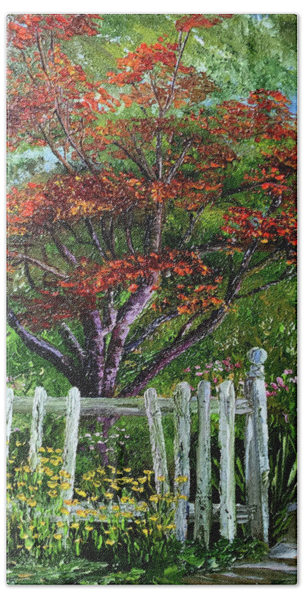 Landscape Hand Towel featuring the painting St. Michael's Tree by Terry R MacDonald