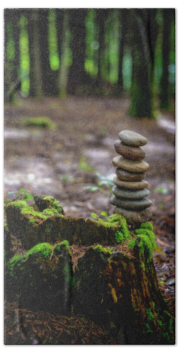 Stacked Stones Hand Towel featuring the photograph Stacked Stones And Fairy Tales by Marco Oliveira