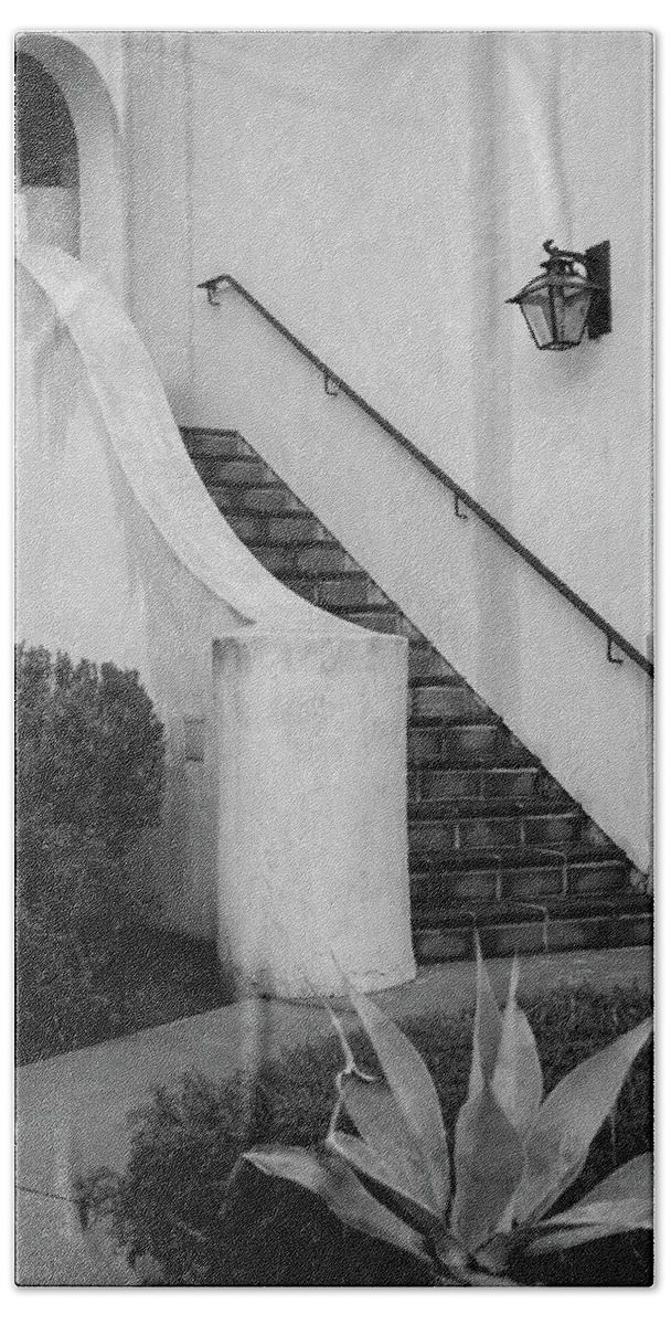 Spanishmission Bath Towel featuring the photograph Stairway by Tim Newton