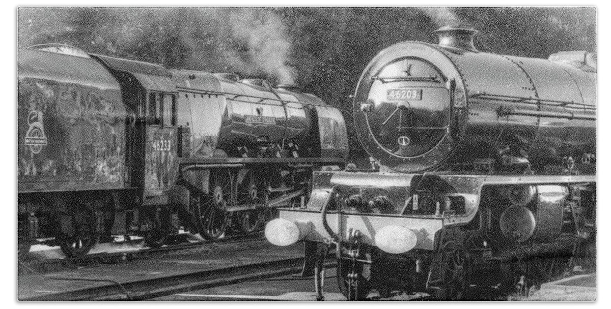 Steam Hand Towel featuring the photograph Stanier Pacifics at Swanwick by David Birchall
