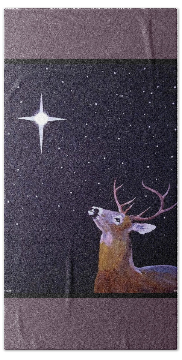 Star Bath Towel featuring the painting Star Gazer by Jim Harris