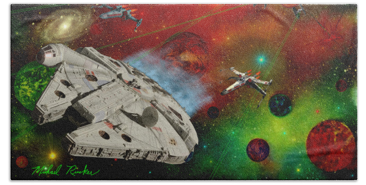 Star Wars Bath Towel featuring the digital art Star Wars by Michael Rucker