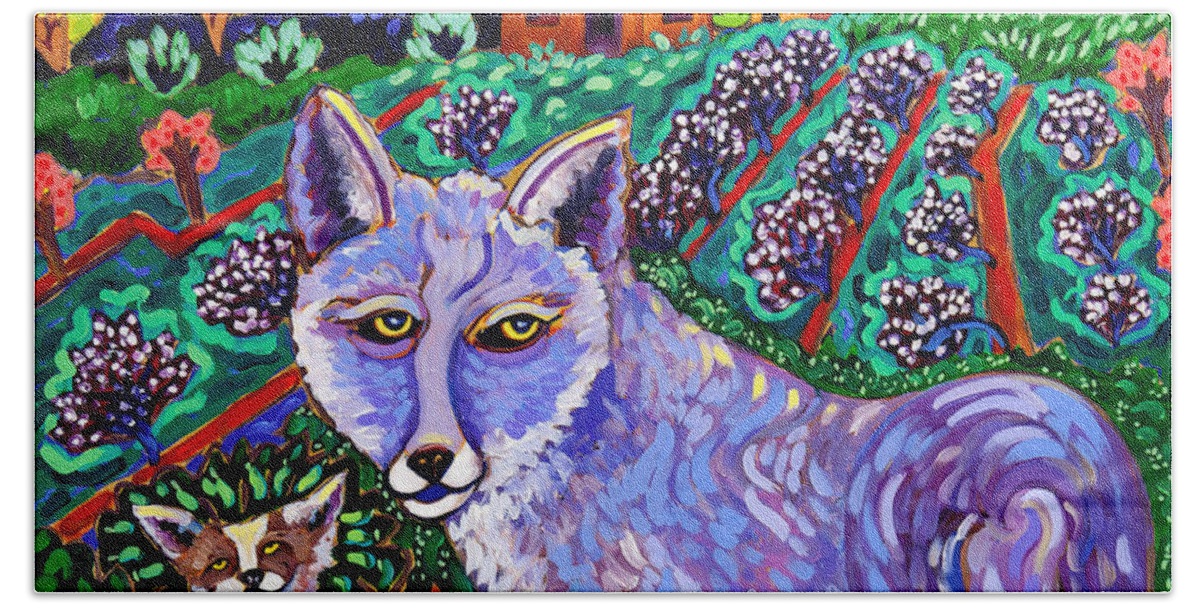 Coyotes Bath Towel featuring the painting Stargazers by Cathy Carey