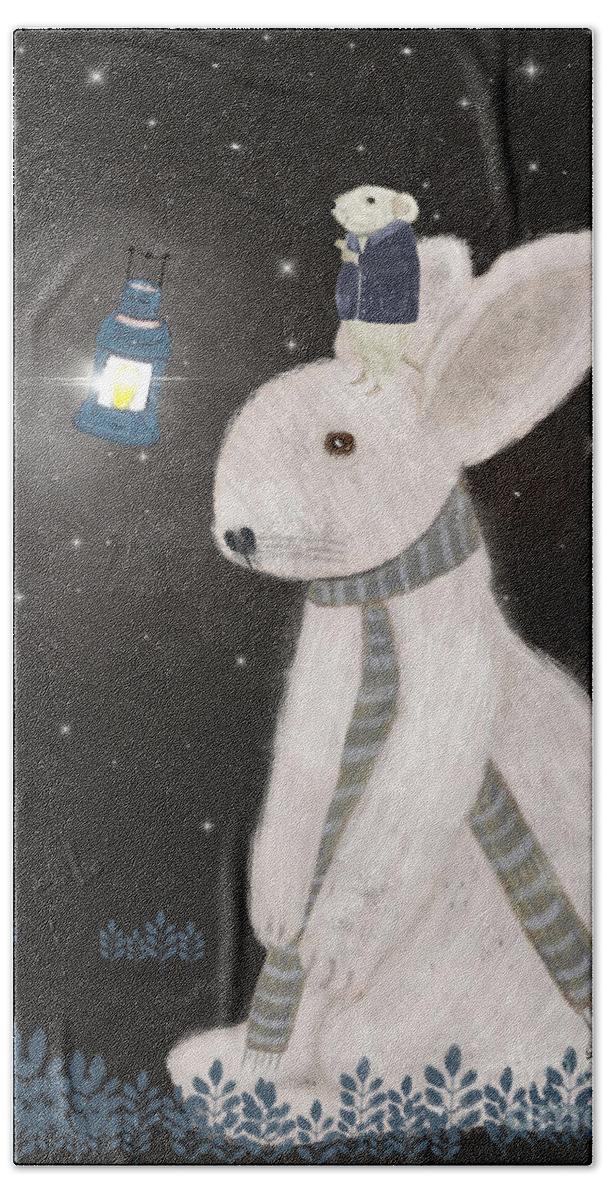 Rabbits Bath Towel featuring the painting Starlight by Bri Buckley