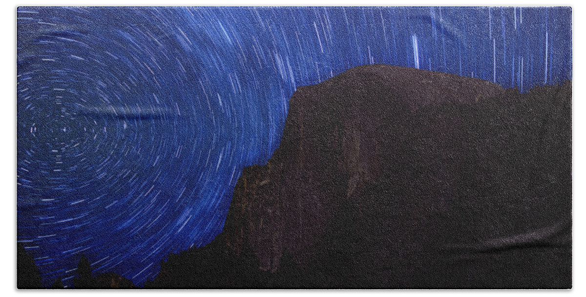 Half Dome Hand Towel featuring the photograph Starry Night Half Dome Yosemite National Park by Lawrence Knutsson