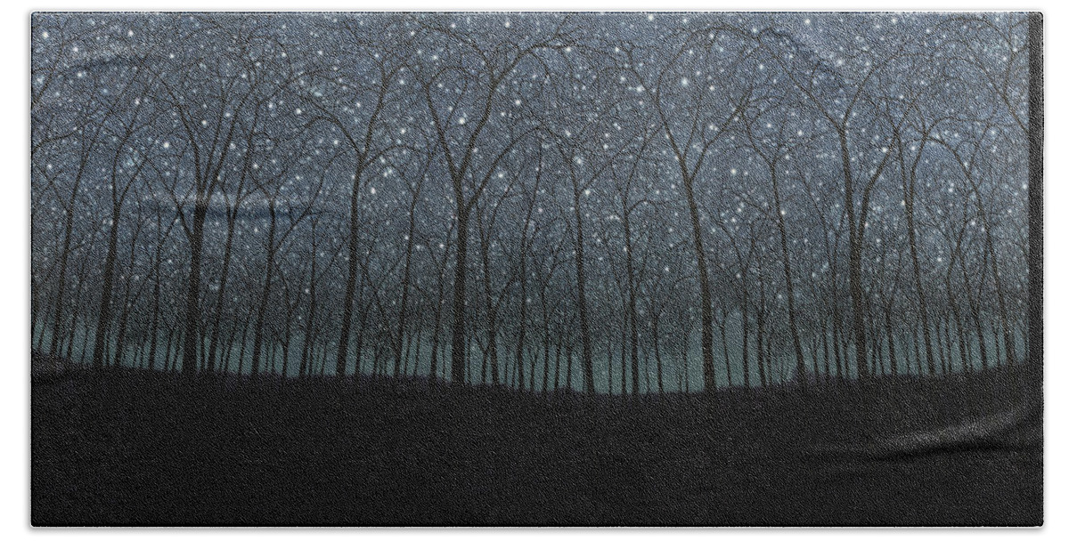 Stars Hand Towel featuring the painting Starry Trees by James W Johnson