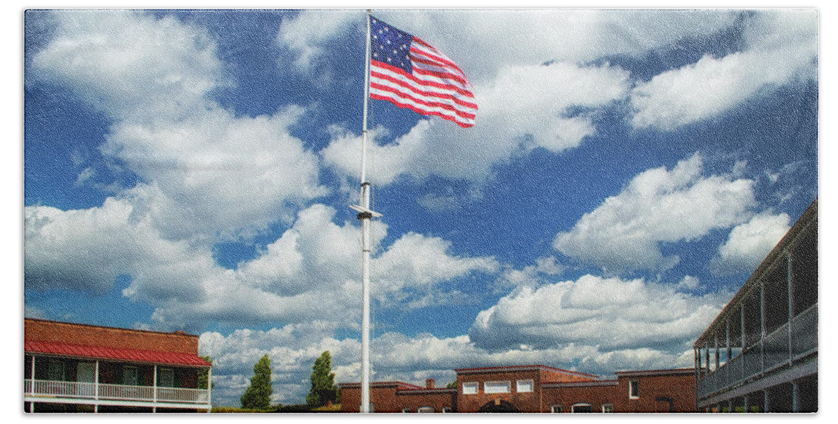Fort Mchenry Bath Towel featuring the photograph Stars And Stripes Over Fort McHenry Parade Grounds by Bill Swartwout