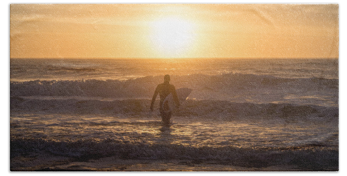 Avalon Hand Towel featuring the photograph Start the Day Surfing by Kristopher Schoenleber